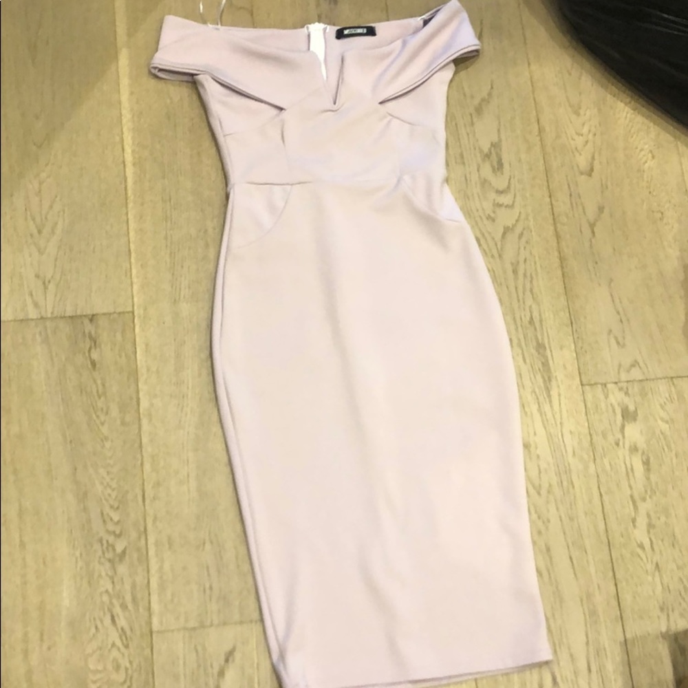 Off the shoulder mid length dress from Misguided